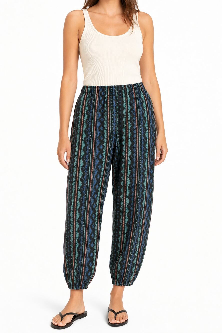 Vtg Aussie Styled In Australia Womens Geometric Stripe Jogger Pants Est M Surf